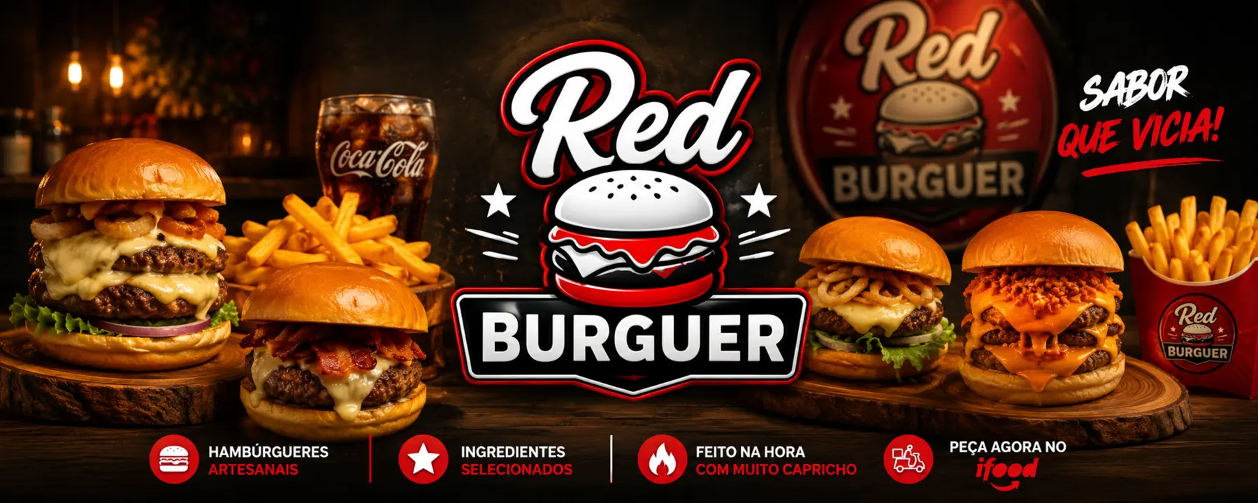 Seleção de hambúrgueres Red Burguer